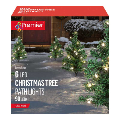 6 Piece Christmas Tree Path Lights Cool White LED's