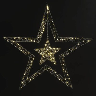 80cm Double Star With 140 LED's in Warm White and White