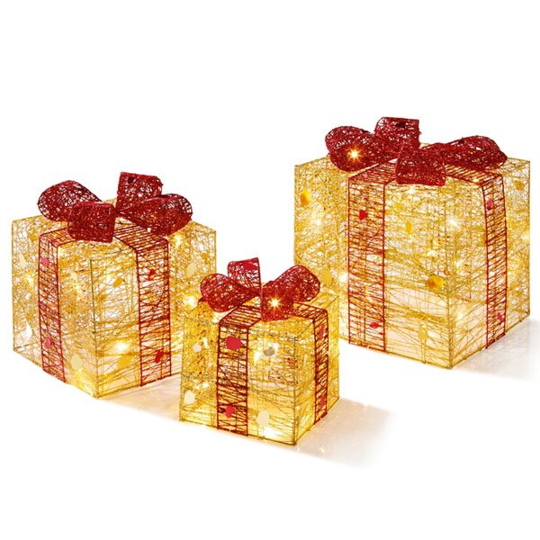 Light Gift Parcels in gold and red