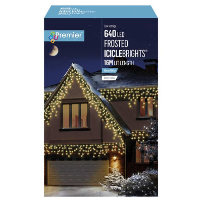 640 Warm White LED Frosted IcicleBrights indoor and outdoor