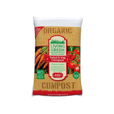 Living Green Salad and Vegetable Compost 40ltr bag, no peat certified organic and produced in Ireland