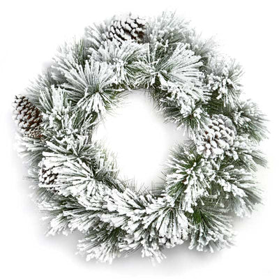 90CM Snowy Vermont Christmas Wreath with pine cones