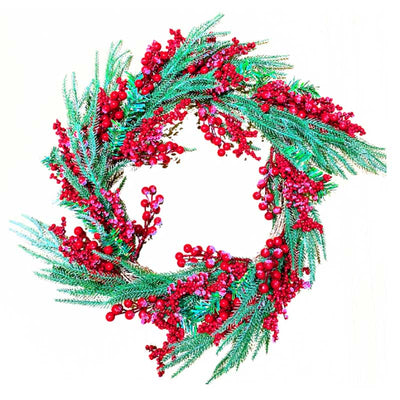 60CM Christmas Frosted Cranberry Wreath