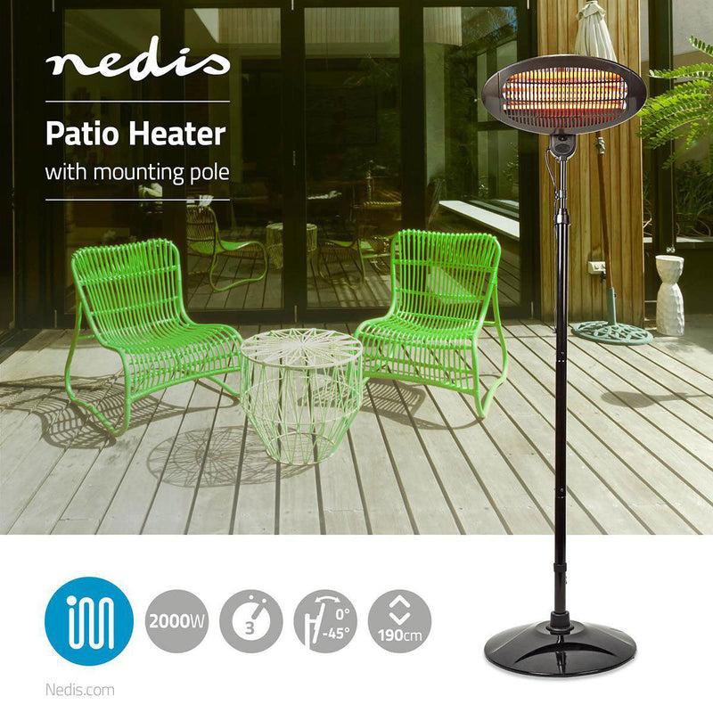 Nedis Electric Standing Patio Heater 2000W-3 Heat Settings