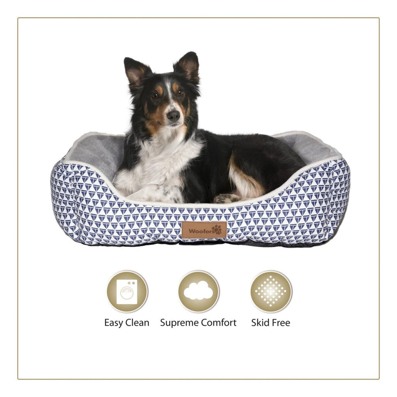 Woofers Nore Large Dog Bed | Blue & White - Dog Nappers Dog Beds