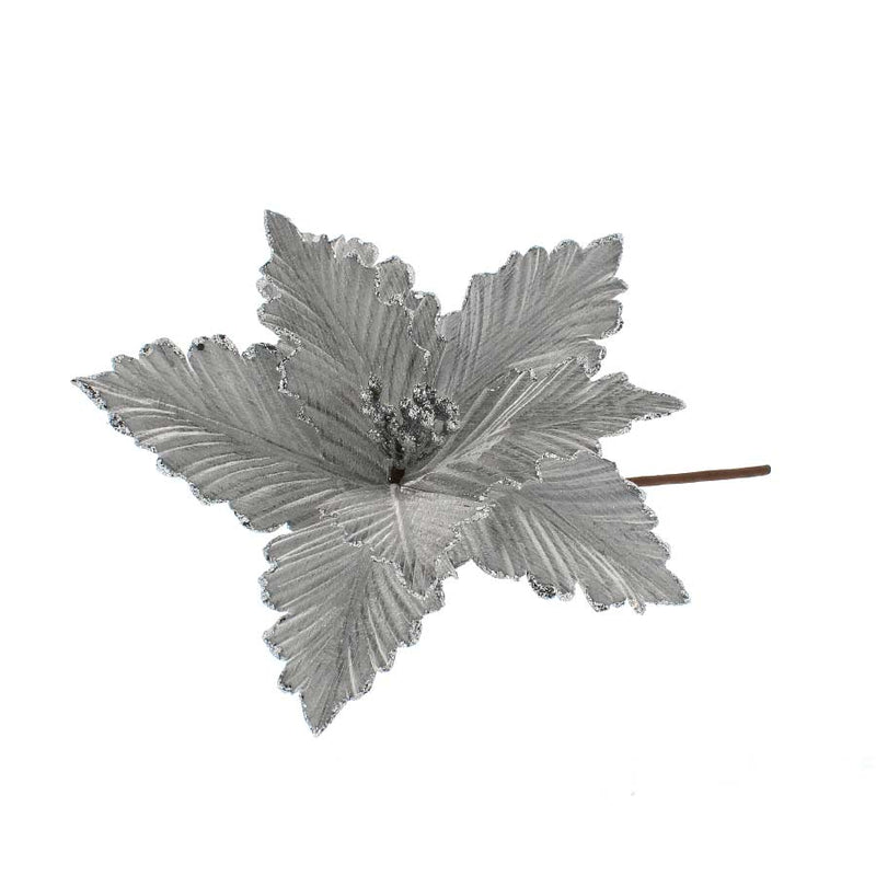 25CM Silver Edged Poinsettia