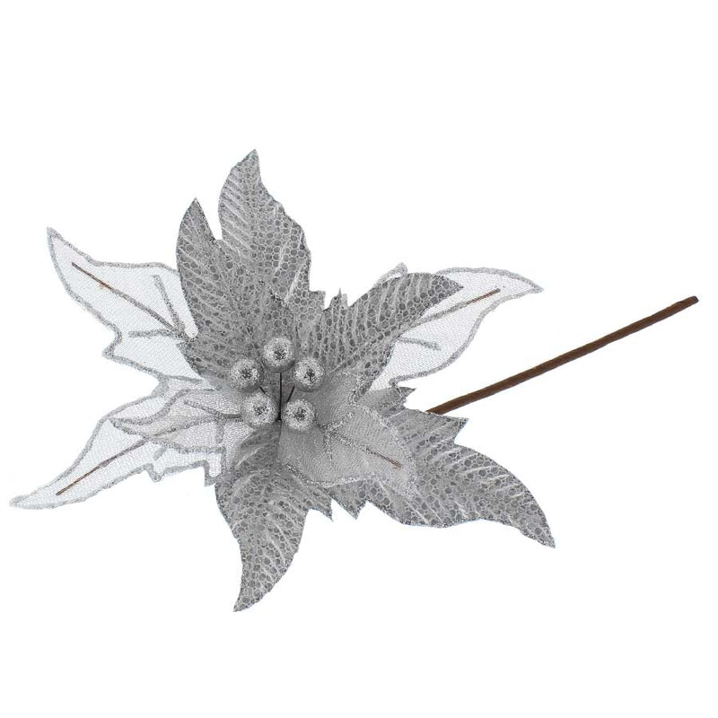 25cm Silver Spiral Poinsettia