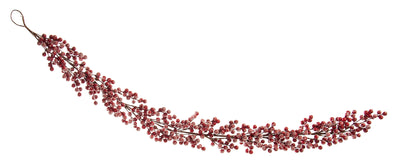 Red Cluster Berry Garland with Ice Glitter - 130cm 
