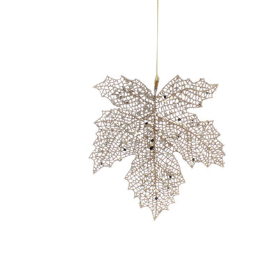 Gold Glitter Acrylic Maple Leaf Hanging Decoration - 15cm 