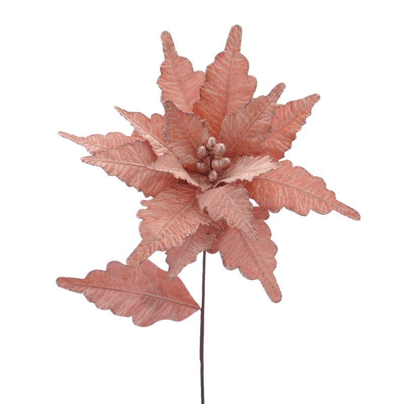 68CM Light Frosted Pink Poinsettia Stem