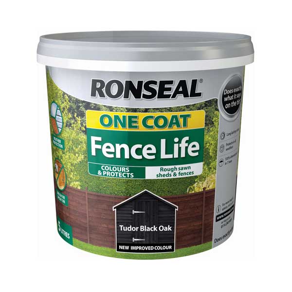Ronseal One Coat Fence Life 5L-Tudor Black Oak