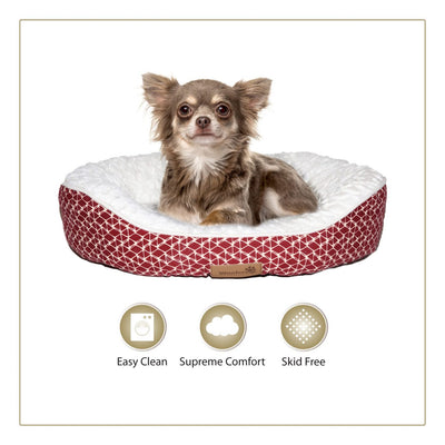 Woofers Slaney Small Dog Bed | Red & White - Dog Nappers Dog Beds