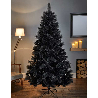 Black Christmas Tree in living room setting