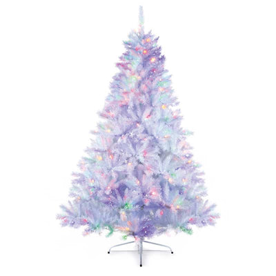 Prelit White Christmas Tree with multicolour lights