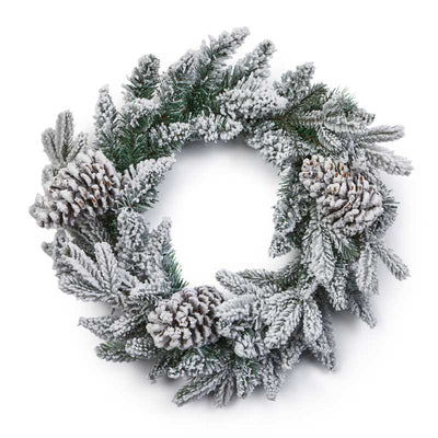 50CM Winter Lucia Wreath Flocked with Pinecones