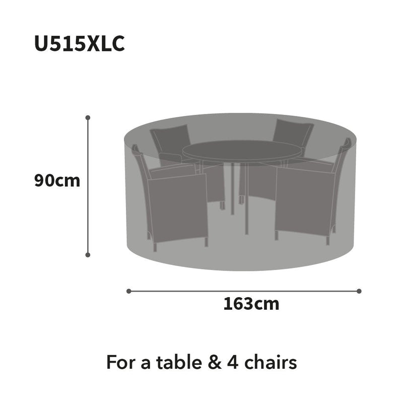 Diagram showing Table and chair cover dimensions