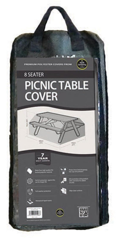 8 Seater Picnic Table Cover Black                           